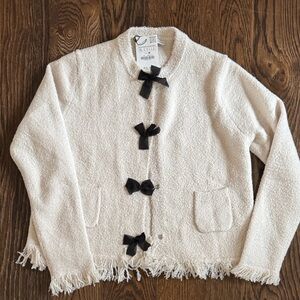 Zara Cream Jacket with Black Bow Details